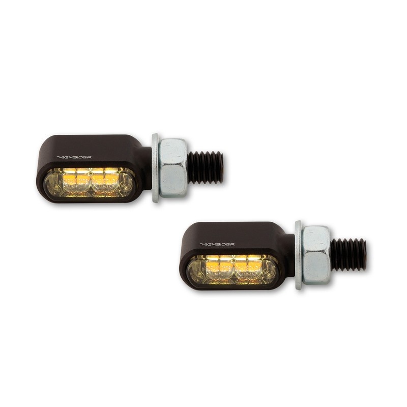 HIGHSIDER CNC 2in1 LED Indicator/Position Light Little Bronx, Black, Tinted, E-Approved, (Pair)