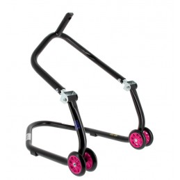 BIHR Home Track Under Triple Clamp Front Paddock Stand Matt Black Pink Wheels