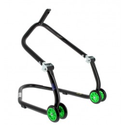 BIHR Home Track Under Triple Clamp Front Paddock Stand Matt Black Green Wheels