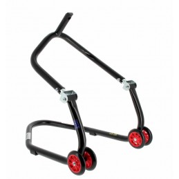 BIHR Home Track Under Triple Clamp Front Paddock Stand Matt Black Red Wheels