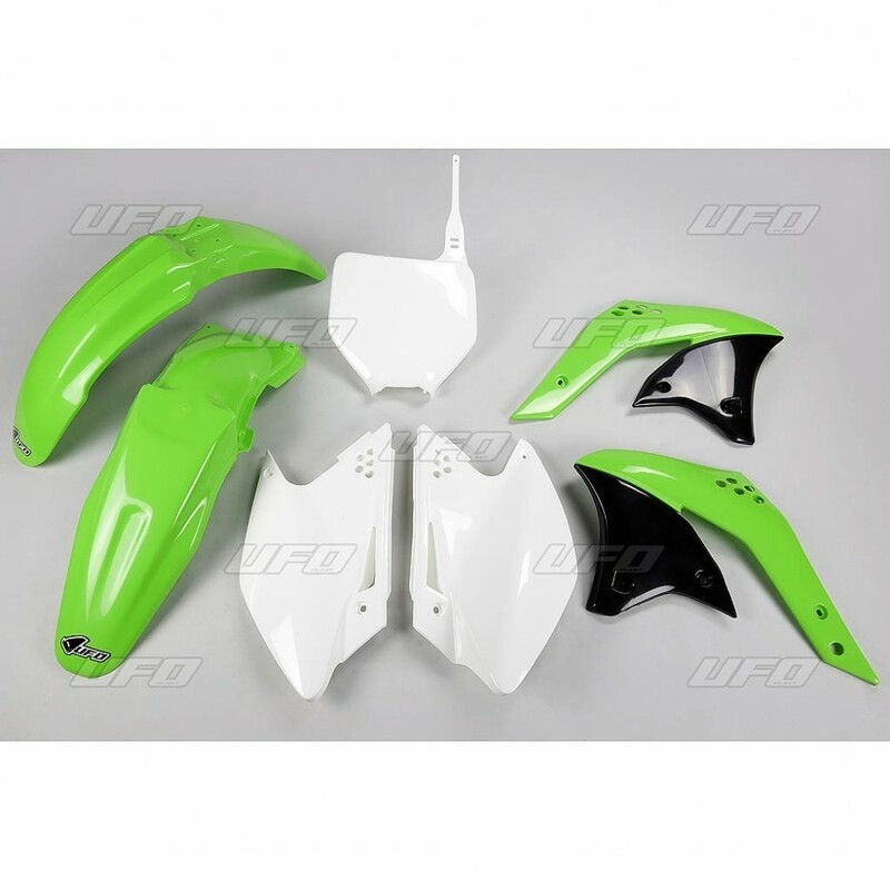 UFO Plastic Kit OEM Color Green/White Kawasaki KX250F