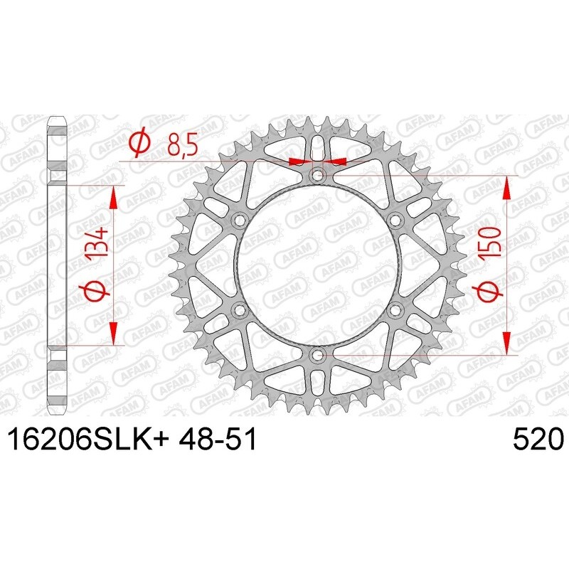 AFAM Steel Self-Cleaning Rear Sprocket 16206 - 520