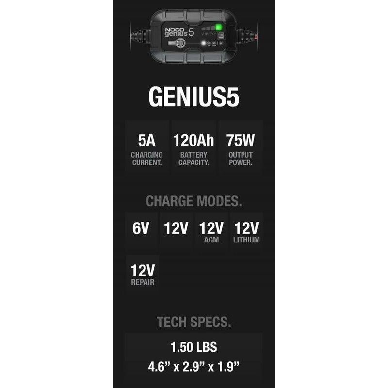 NOCO Genius5 Smart Battery Charger 6/12V 5A