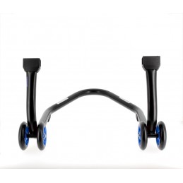 BIHR Home Track Rear Paddock Stand with "L" Adapters Matt Black Blue Wheels