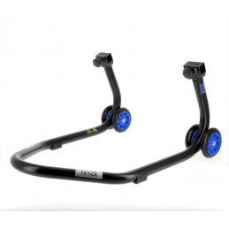 BIHR Home Track Rear Paddock Stand with "L" Adapters Matt Black Blue Wheels