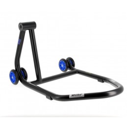 BIHR Home Track Left Single Arm Paddock Stand Matt Black Blue Wheels