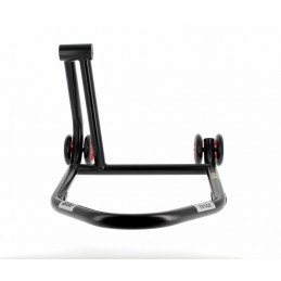 BIHR Home Track Left Single Arm Paddock Stand Matt Black Red Wheels