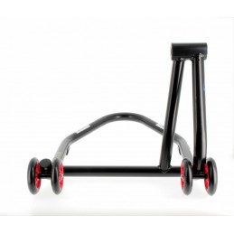 BIHR Home Track Left Single Arm Paddock Stand Matt Black Red Wheels