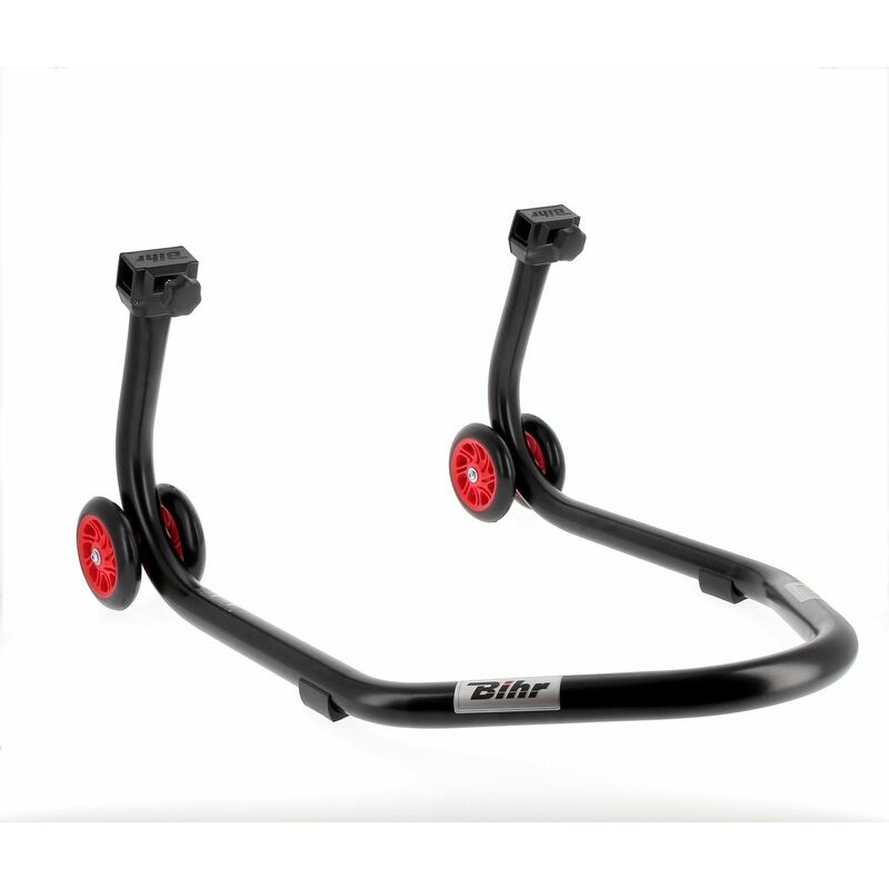 BIHR Home Track Rear Paddock Stand with "L" Adapters Matt Black Red Wheels