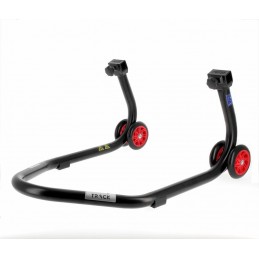 BIHR Home Track Rear Paddock Stand with "L" Adapters Matt Black Red Wheels