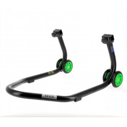 BIHR Home Track Rear Paddock Stand with "L" Adapters Matt Black Green Wheels