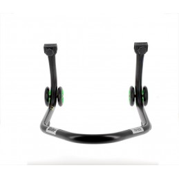 BIHR Home Track Rear Paddock Stand with "L" Adapters Matt Black Green Wheels