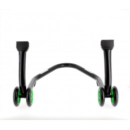 BIHR Home Track Rear Paddock Stand with "L" Adapters Matt Black Green Wheels